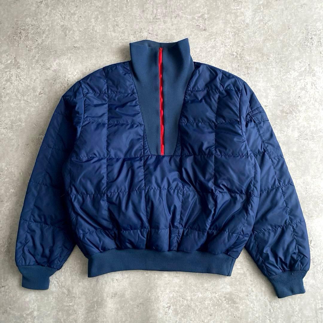 名作 80s 黒タグ エディーバウアー ダウン プルオーバー 紺 L