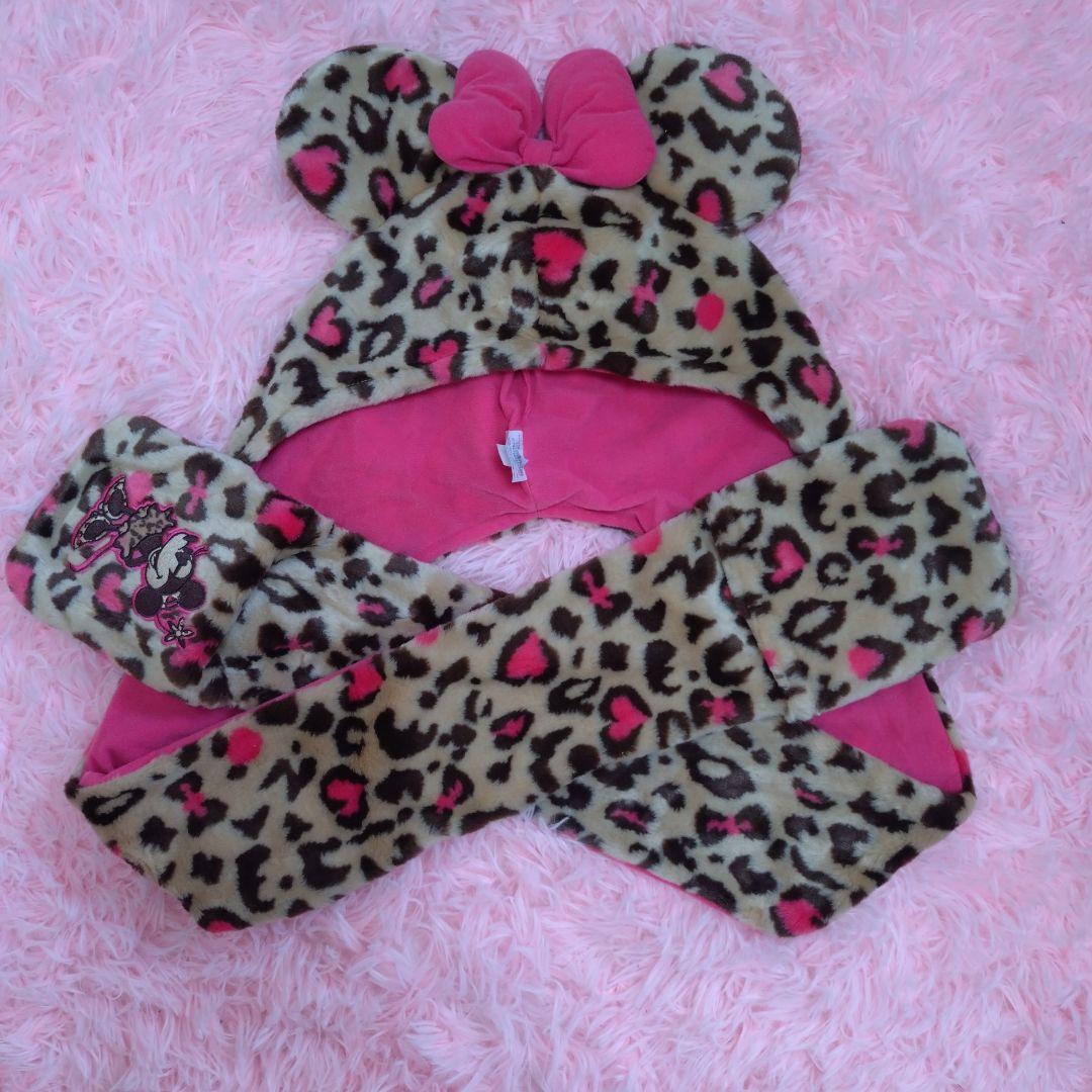 ミニー・マウス ヒョウ柄帽子とスカーフセット