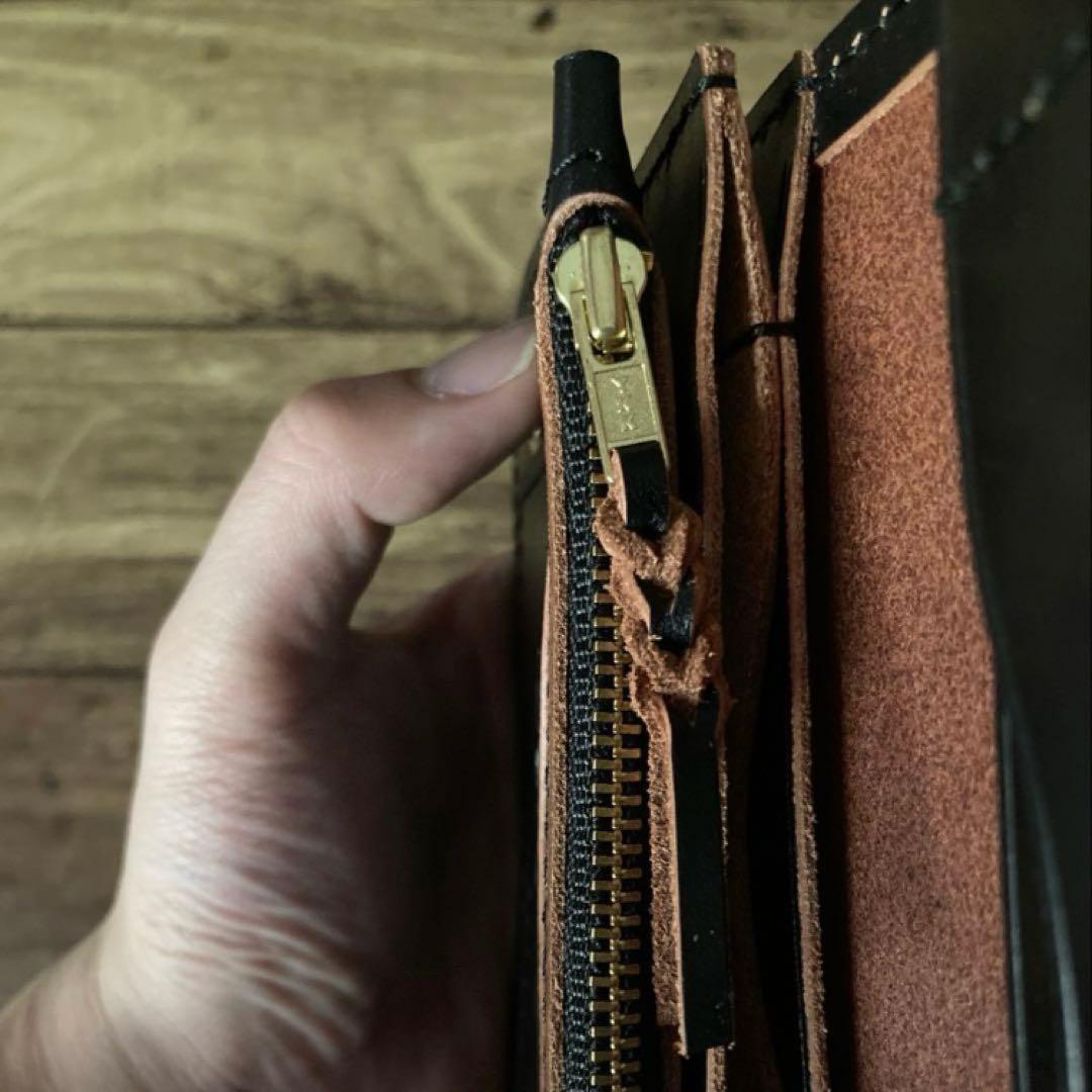 【hero】ミドルトラッカーウォレット 茶芯ブラック【お札を折らずに収納】