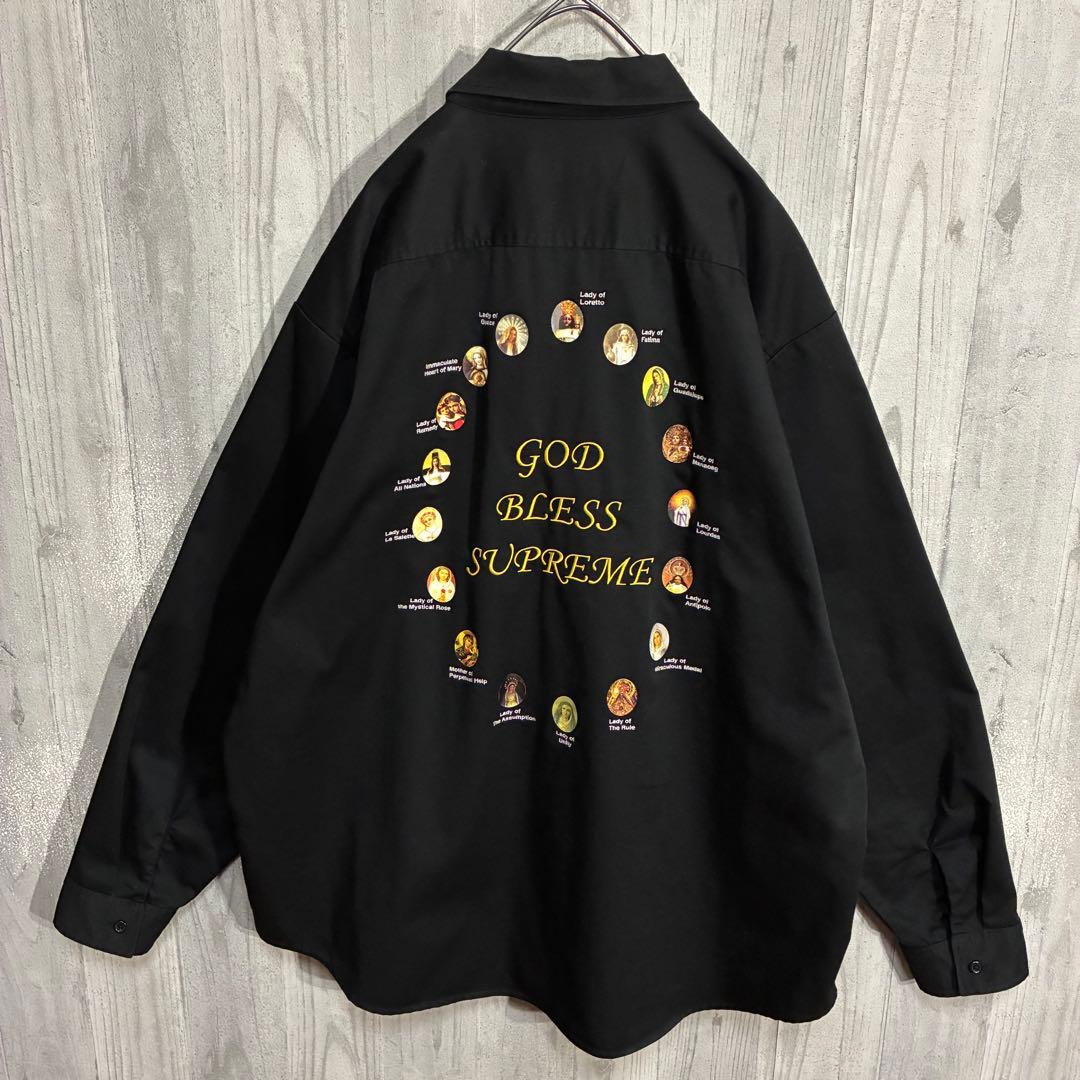 【希少サイズ】シュプリーム　女神ロゴ　ワークシャツ　XXL
