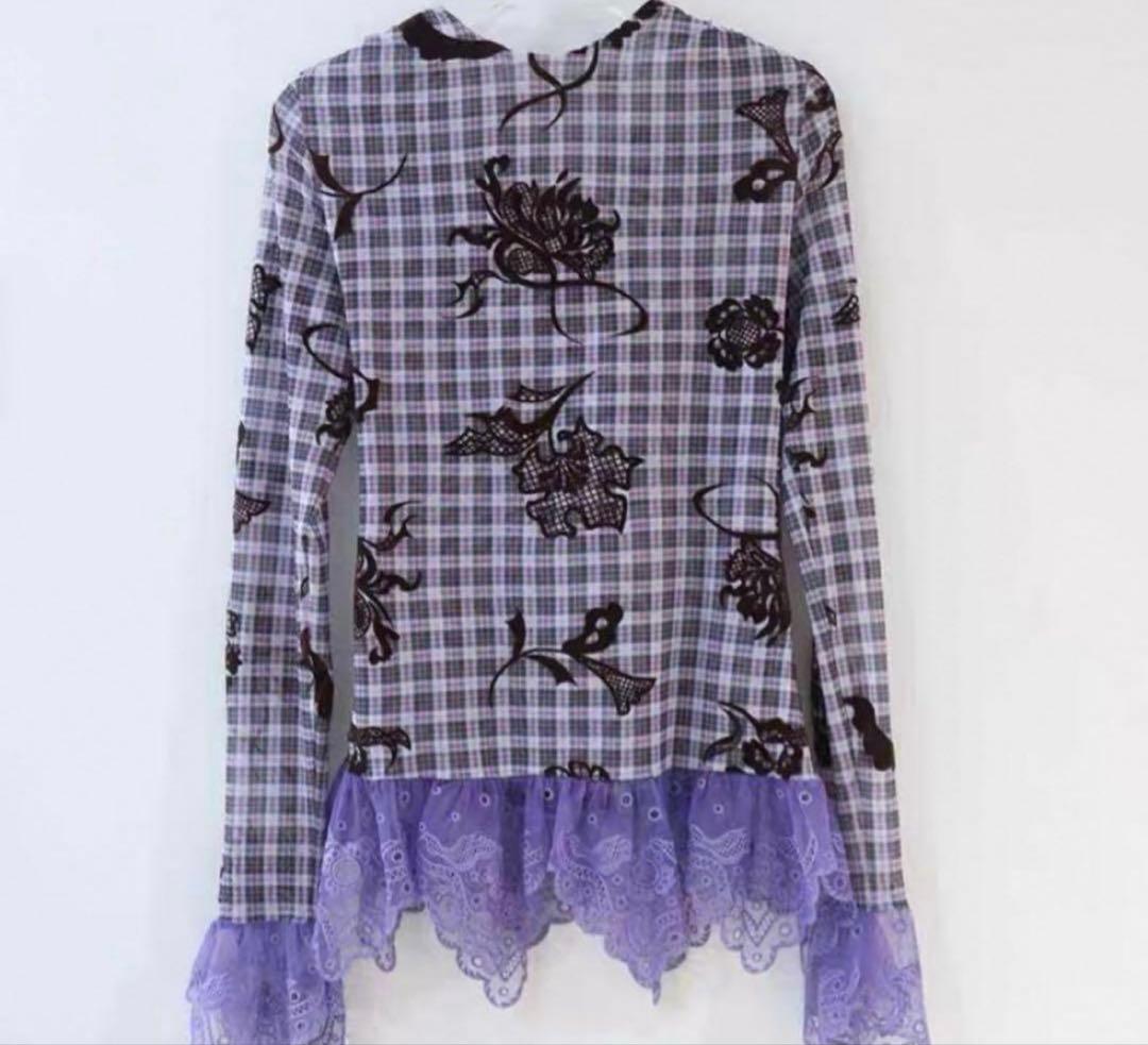 CHOPOVA LOWENA チョポヴァ・ロウェナ 24aw 紫 チェック 長袖