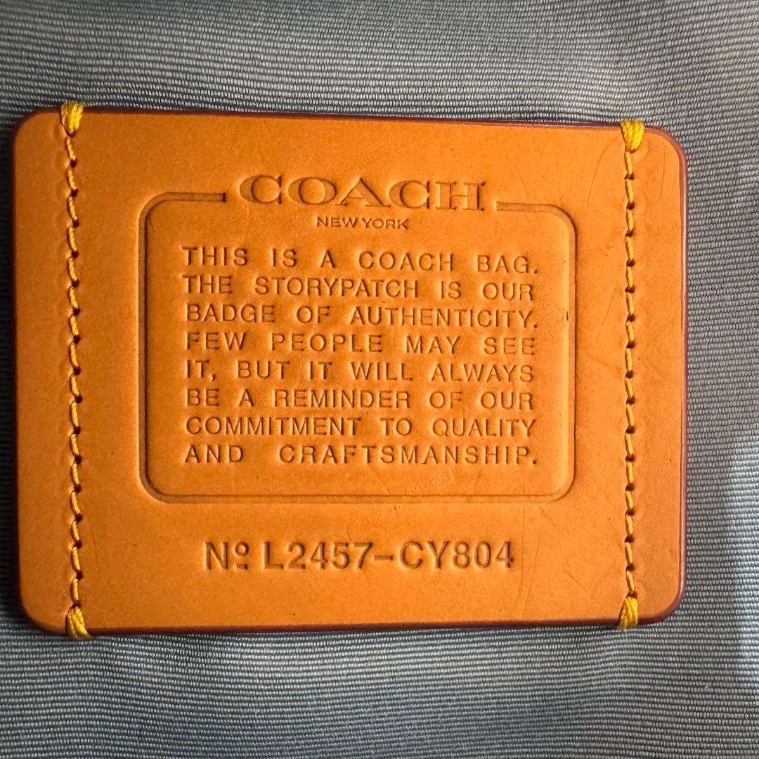 未使用級✨ コーチ ドミニク スリングバッグ デニム シグネチャー レザー 紺色