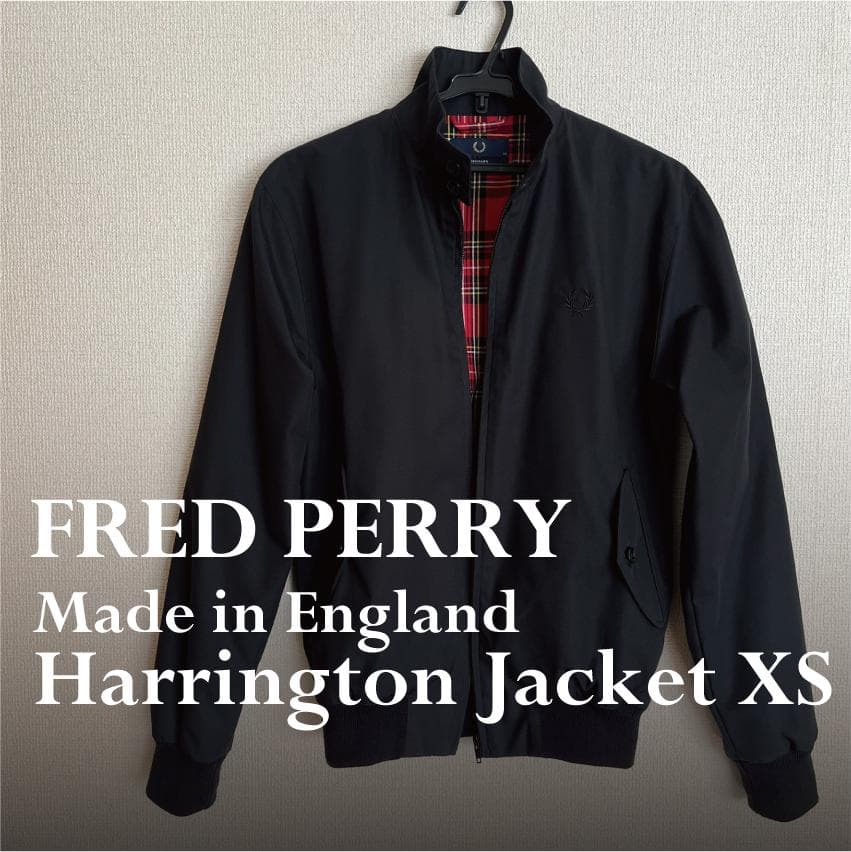 【送料無料】FRED PERRY ハリントン ジャケット 英国製 XS ブラック