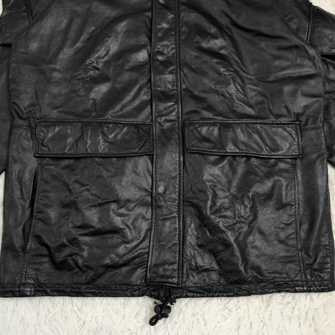 極美品✨️AVIREX レザージャケット フード付き 2way 牛革 ブラック