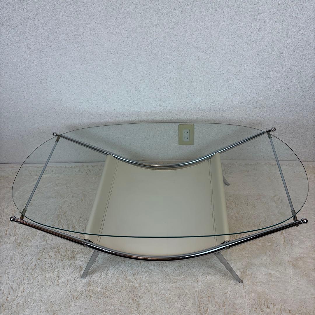 送料無料 ミッドセンチュリー スペースエイジ ガラステーブル 昭和レトロ