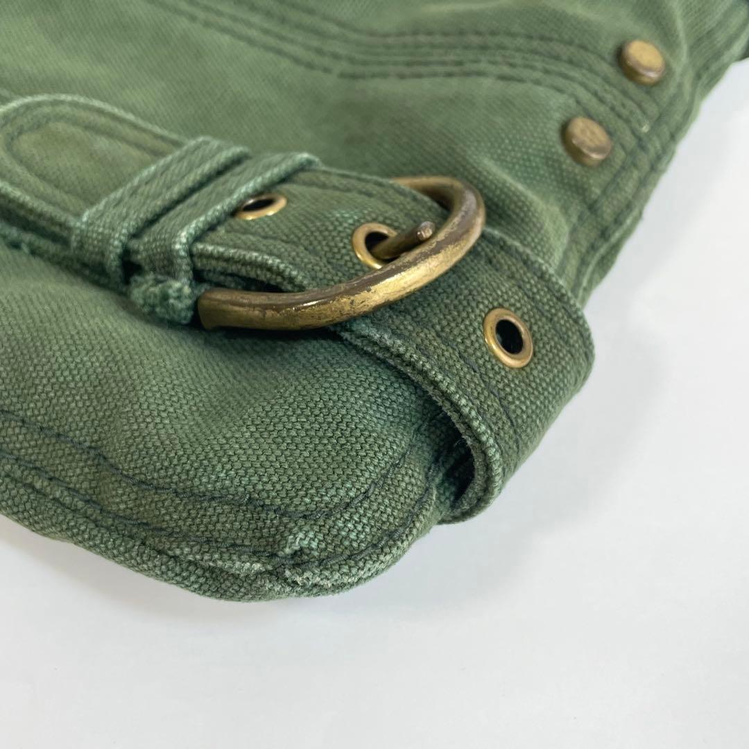 美品　DIESELディーゼルY2K メタルロゴ トートバッグ グリーン