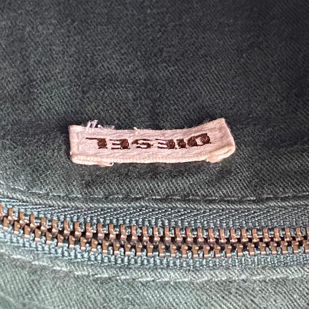 美品　DIESELディーゼルY2K メタルロゴ トートバッグ グリーン