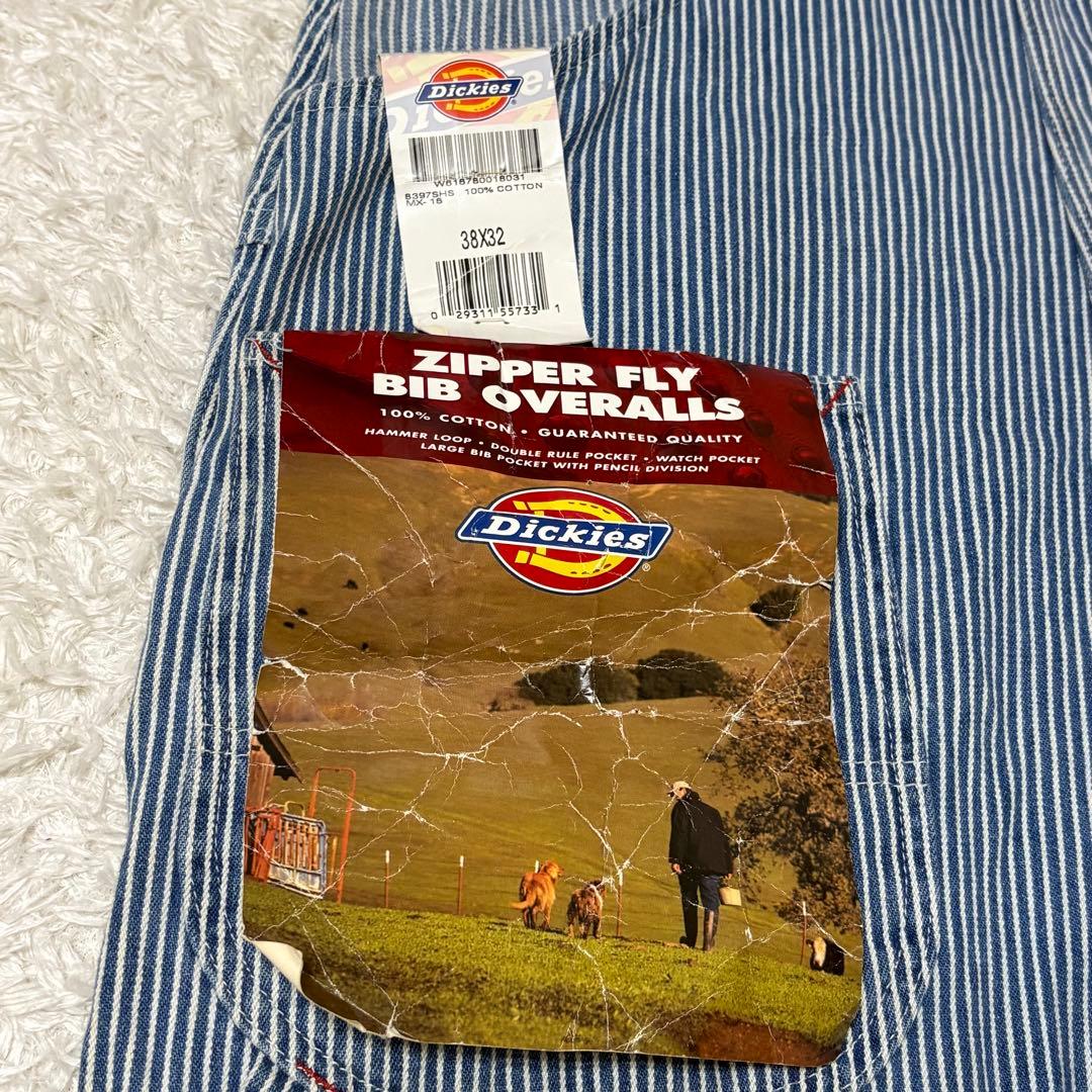 メキシコ製　90's Dickies オーバーオール　ヒッコリー　38x32