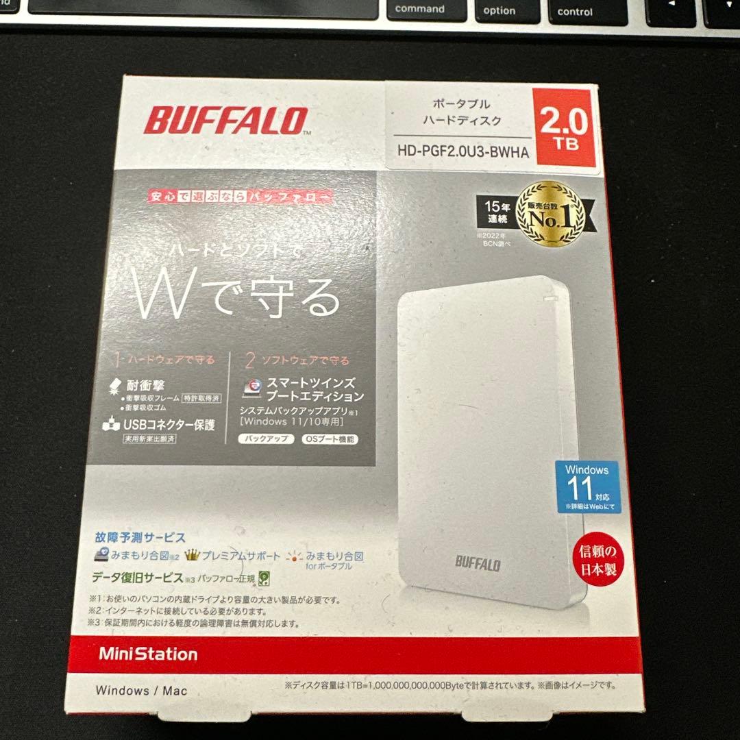 BUFFALO ポータブルHHD HD-PGF2.0U3-BWHA