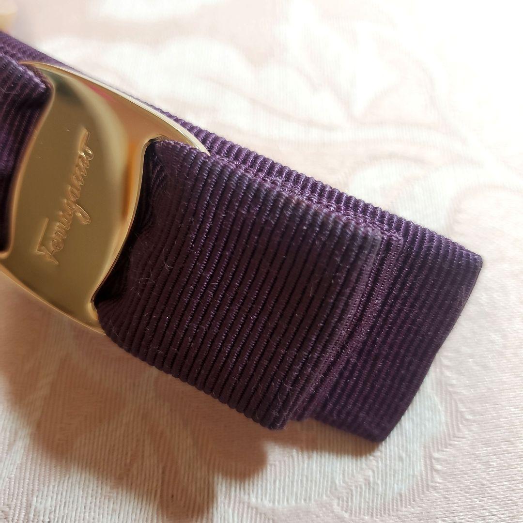 【美品】フェラガモ バレッタ　ヴァラ パープル　紫　ヘアピン
