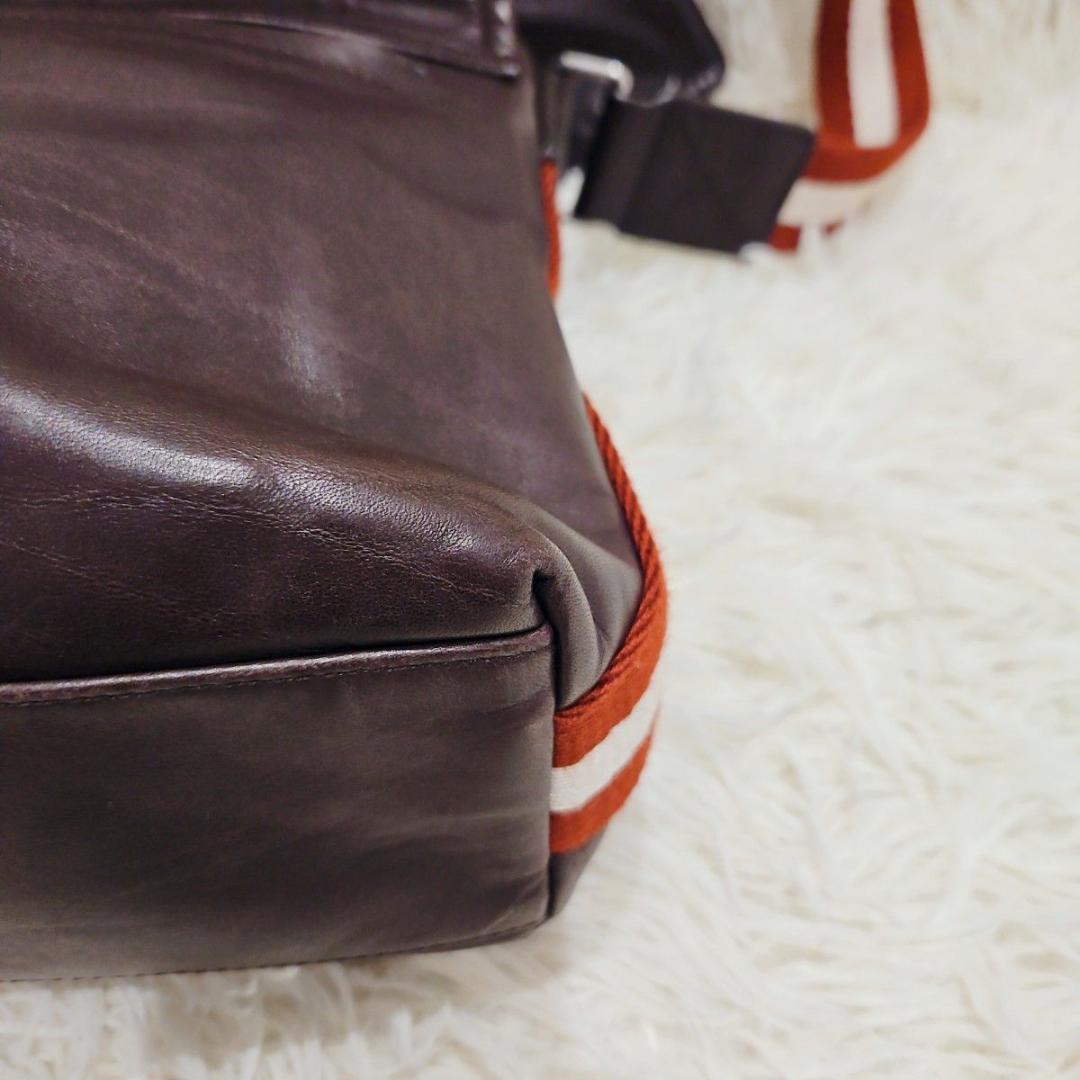 美品 バリー ショルダーバッグ メッセンジャバッグ クロスボディ トレスポ 茶