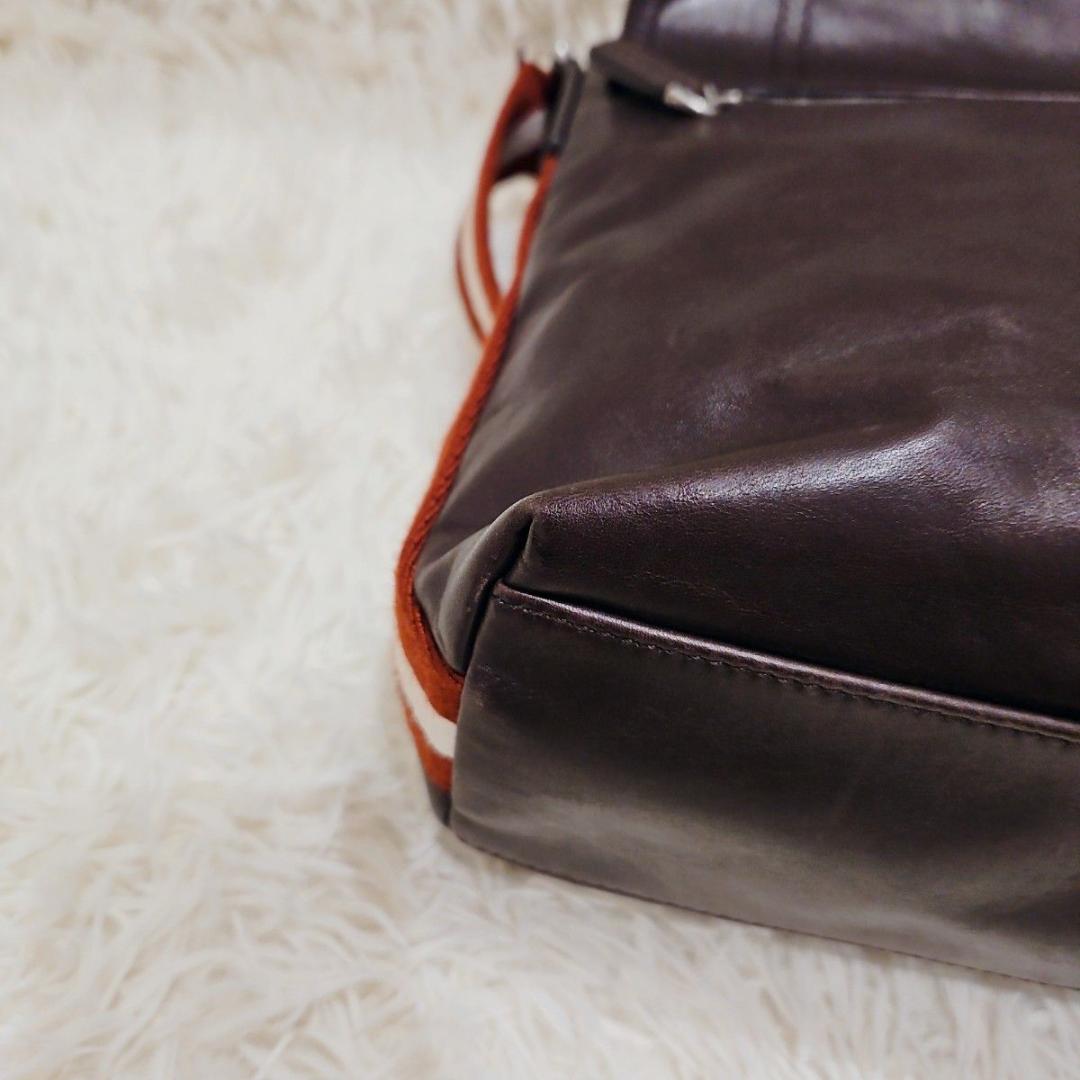 美品 バリー ショルダーバッグ メッセンジャバッグ クロスボディ トレスポ 茶