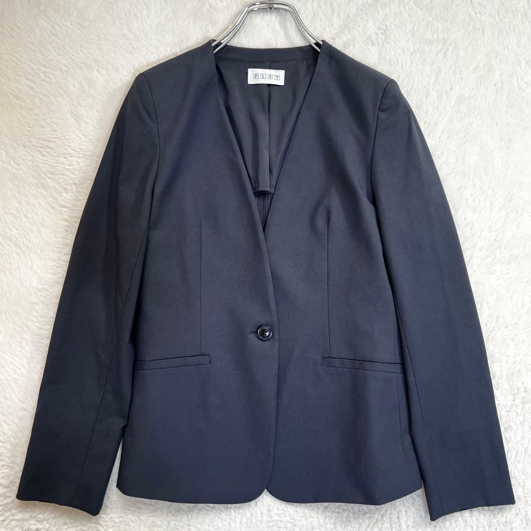 美品✨プラステ ノーカラージャケット パンツスーツ セットアップ ネイビー XS