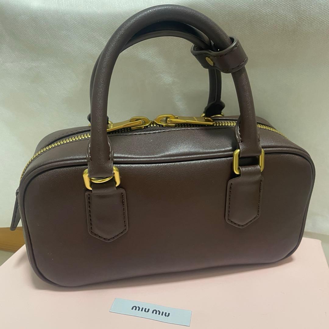 miumiu ハンドバッグ ボストンバック ショルダーバッグ ダークブラウン