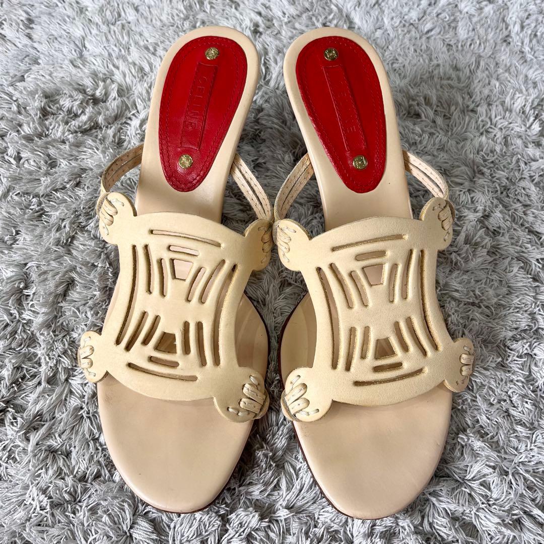 【希少】CELINE セリーヌ トリオンフ レザー サンダル ミュール 36.5