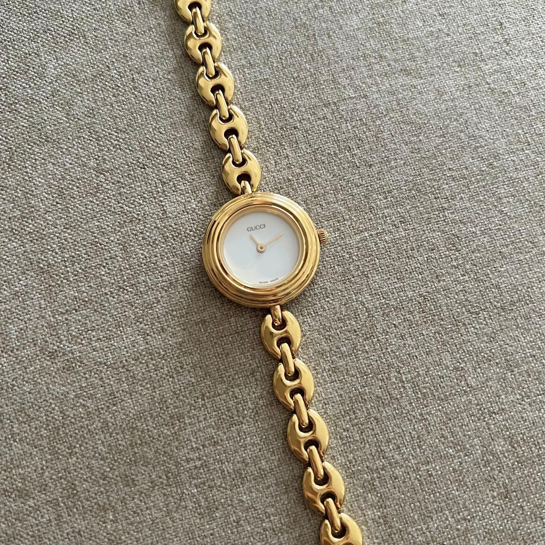 【美品】GUCCI ゴールドチェーン時計とリングセット　チェンジベゼル
