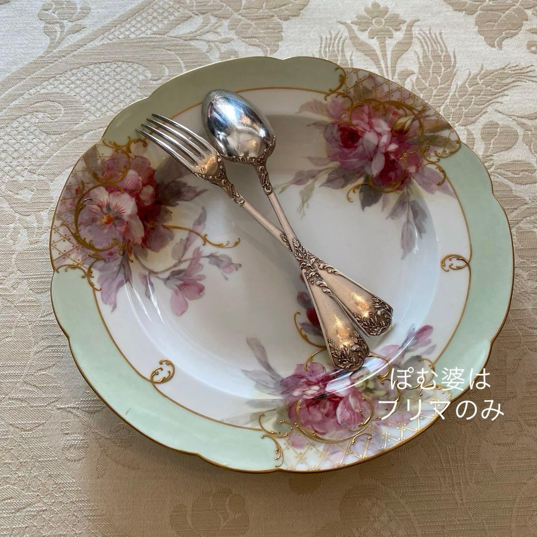 【ピュイフォルカ】純銀／デザートフォーク＆デザートスプーン「ロココ」／２セット