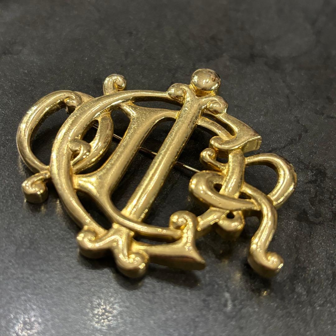 クリスチャンディオール　ブローチ　ゴールド　旧ロゴ