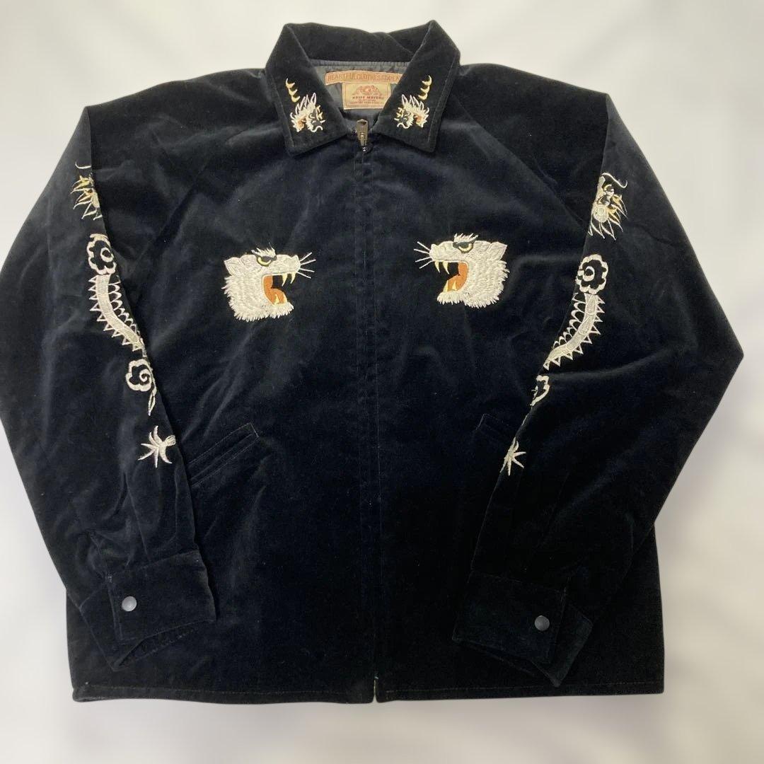 黒乃別珍 襟付 ベトジャン スカジャン スーベニアジャケット 豪華刺繍多数 M