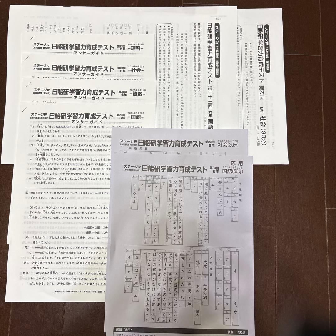 日能研　6年2025公開模試　育成テスト1年分　解答&アンサーガイド付