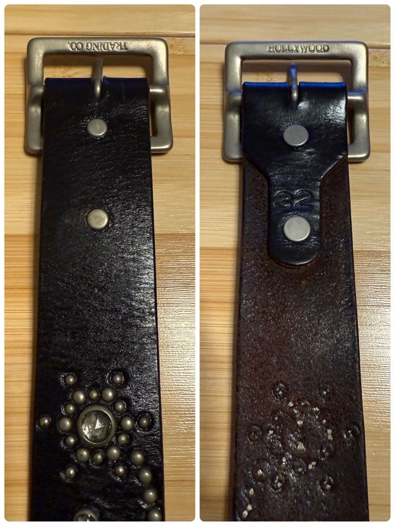 ⭐️HTC⭐️ヴィンテージフラワーサンバーストブラック革⭐️マルチカラーストーン⭐️32