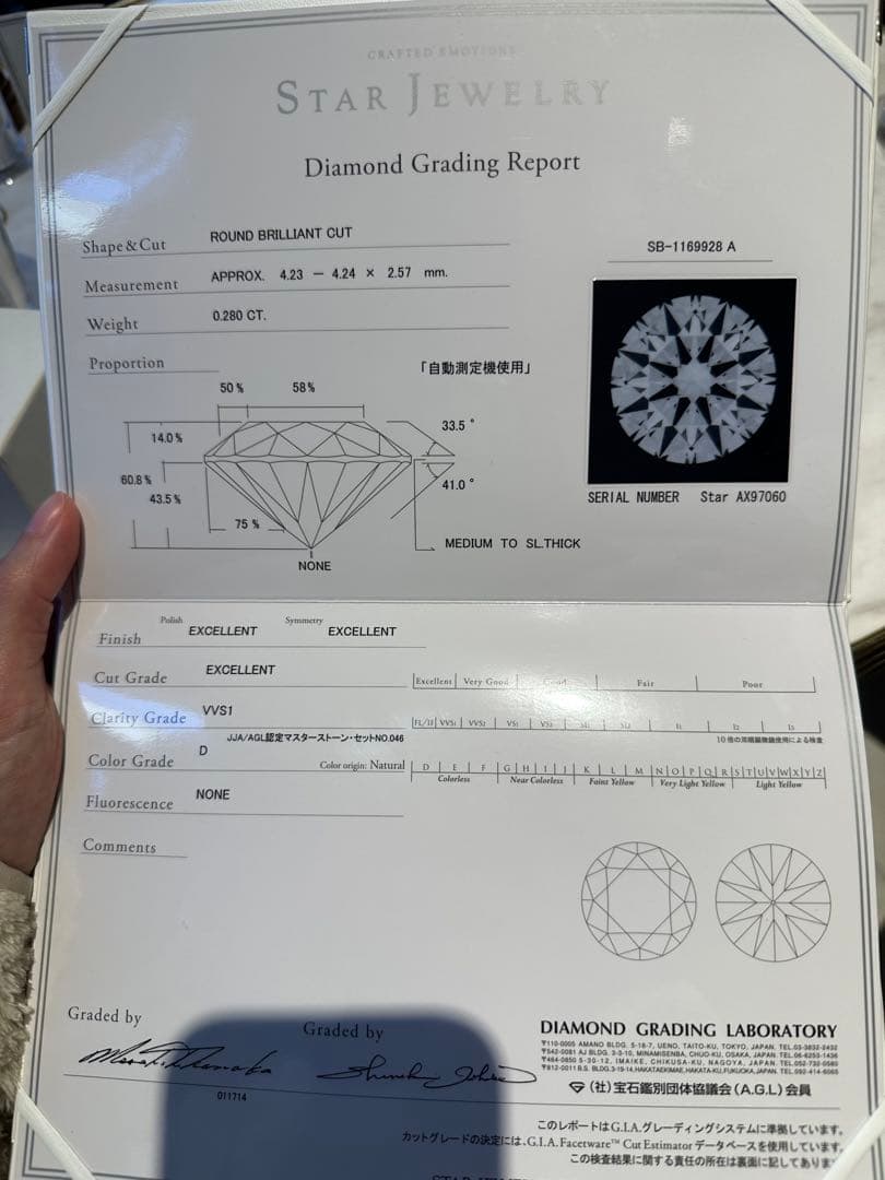 STAR JEWELRY Dカラー PT950 ダイヤモンドリング 7号