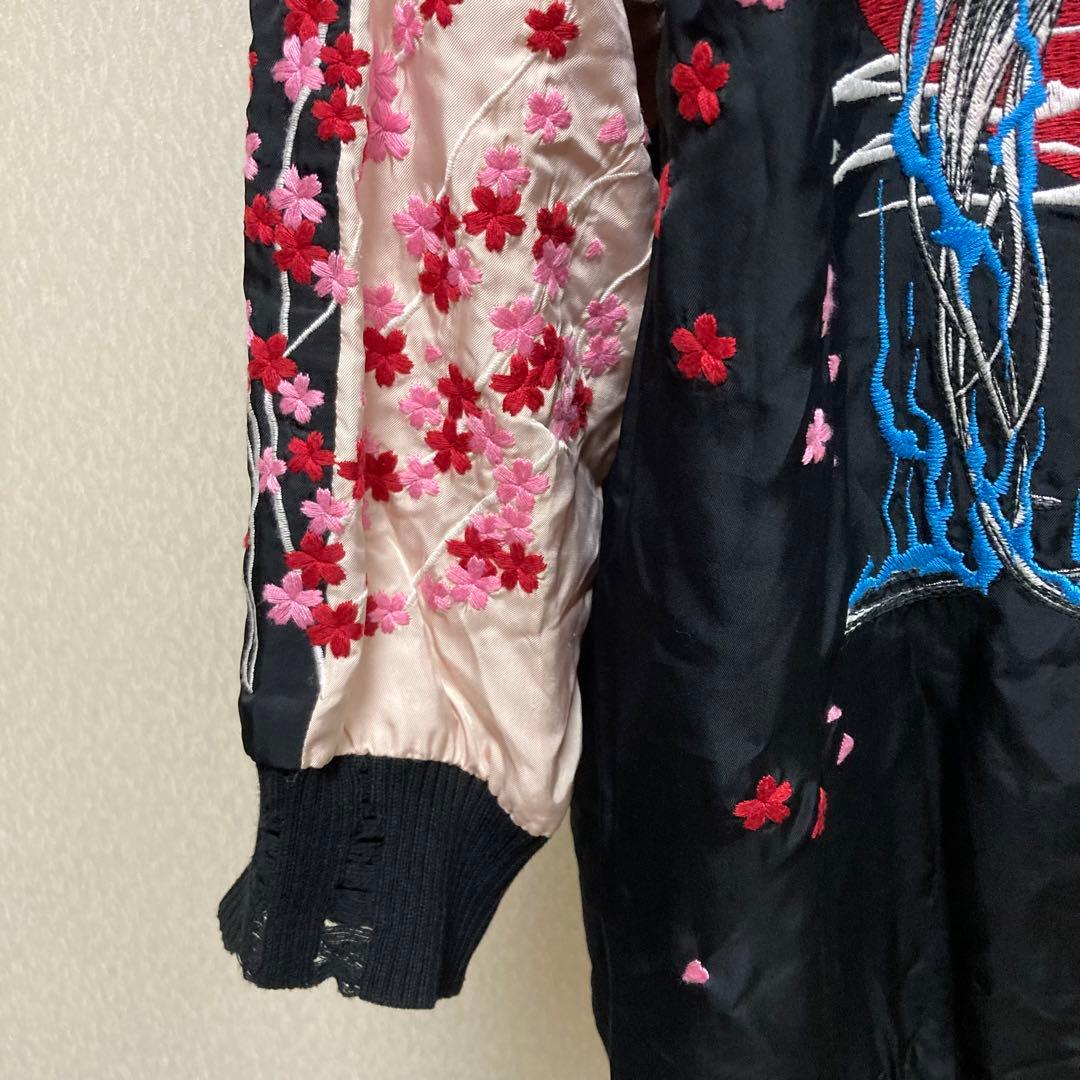 【美品】DIESEL ディーゼル スカジャン フーディ 刺繍 ダメージ加工 S