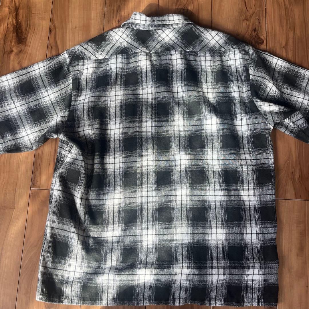 Schott ブラック/ホワイト チェックネルシャツ Lサイズ