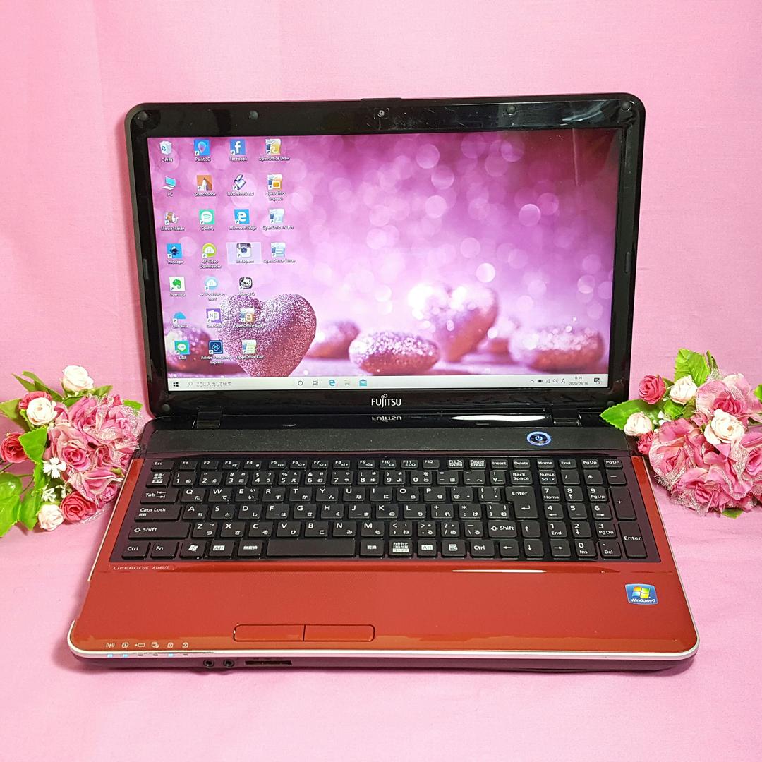 ❤新Win10❤ルビーレッド色❤LIFEBOOK❤カメラ搭載❤テンキ❢大容量❢