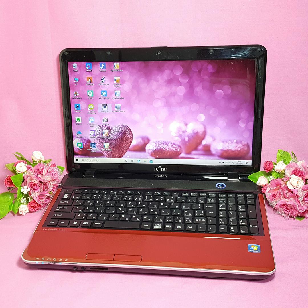 ❤新Win10❤ルビーレッド色❤LIFEBOOK❤カメラ搭載❤テンキ❢大容量❢