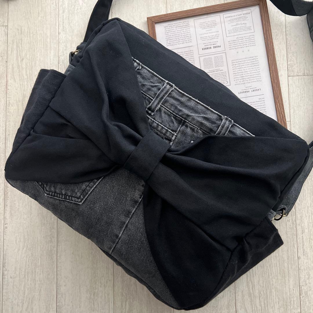 ショルダーバッグ　オーバーオールリメイク　デニムリメイク　ハンドメイド