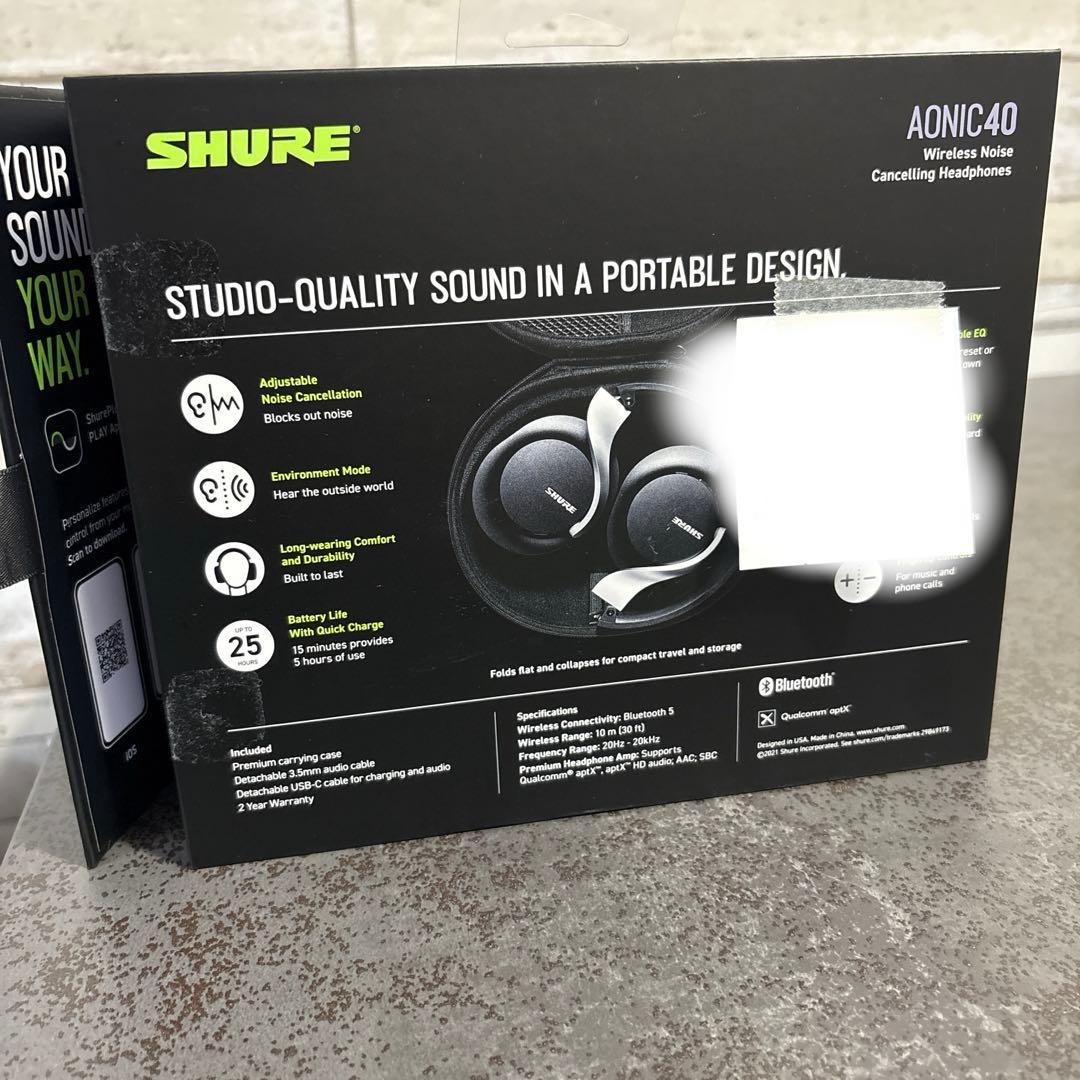 SHURE シュア AONIC40 ワイヤレスヘッドホン SBH1DYBK1-J