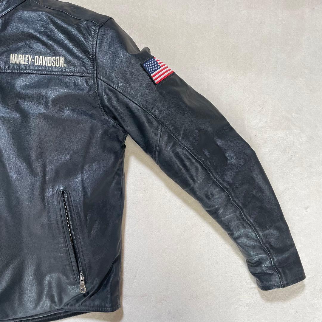 【美品】Harley-Davidson レザージャケット Mサイズ 刺繍ロゴ