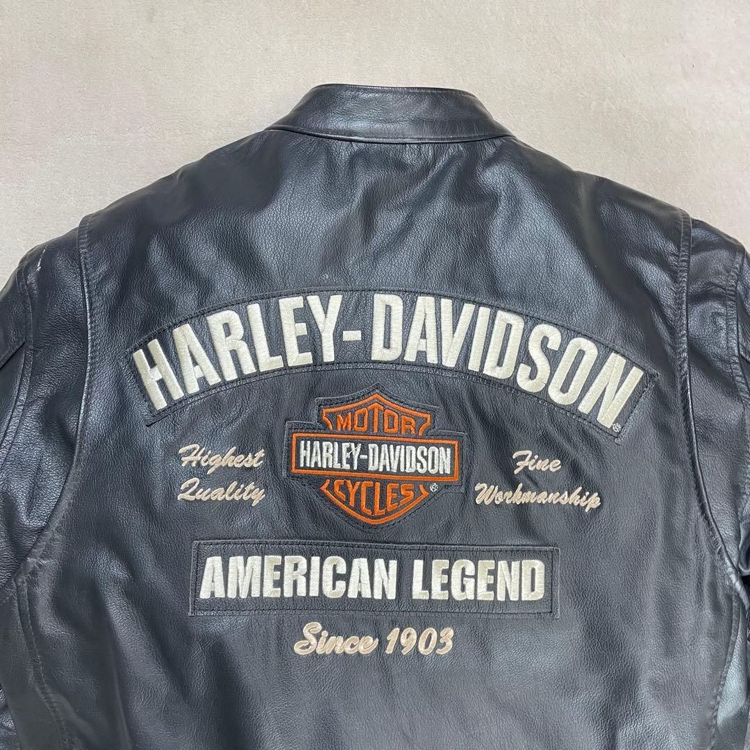 【美品】Harley-Davidson レザージャケット Mサイズ 刺繍ロゴ