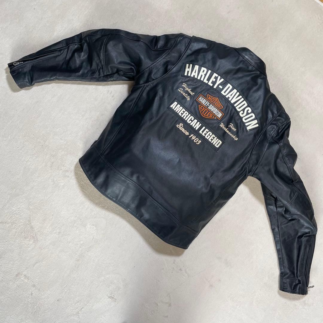【美品】Harley-Davidson レザージャケット Mサイズ 刺繍ロゴ