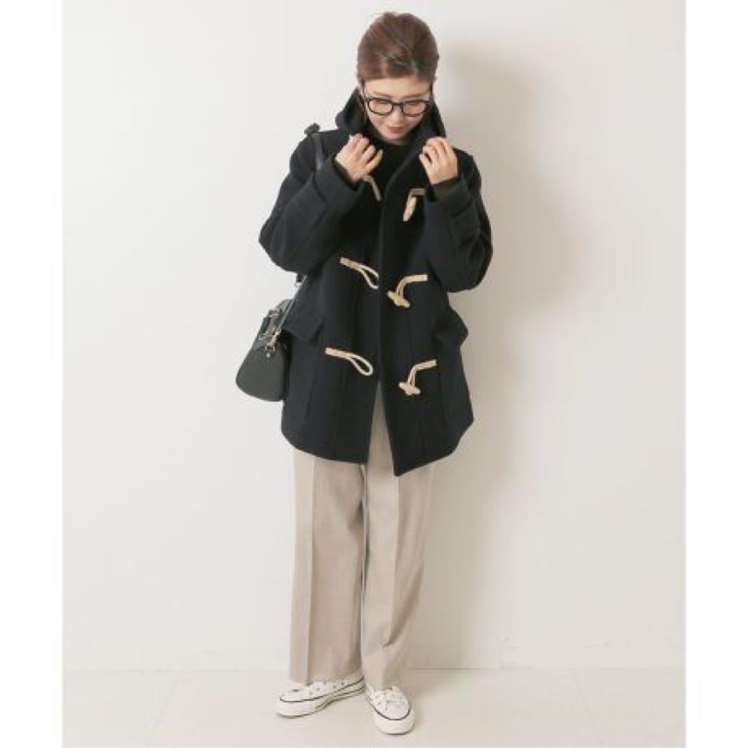 スピックアンドスパン パイルウールダッフルコート 36 ブラック