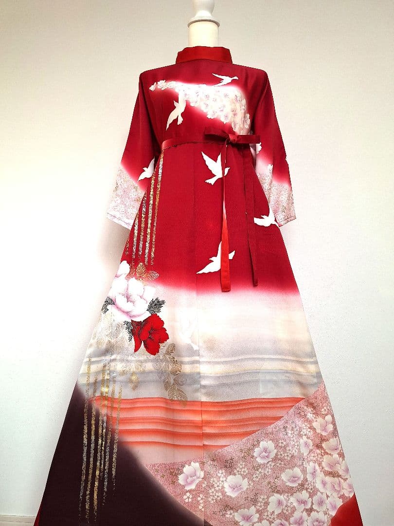 着物リメイクワンピース3681