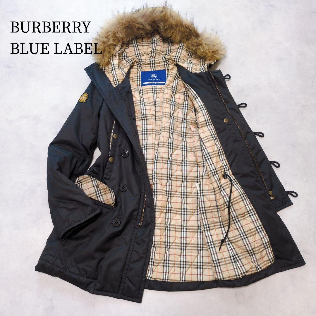 BURBERRY BLUE LABEL✨️ノバチェック裏地 モッズコート 黒