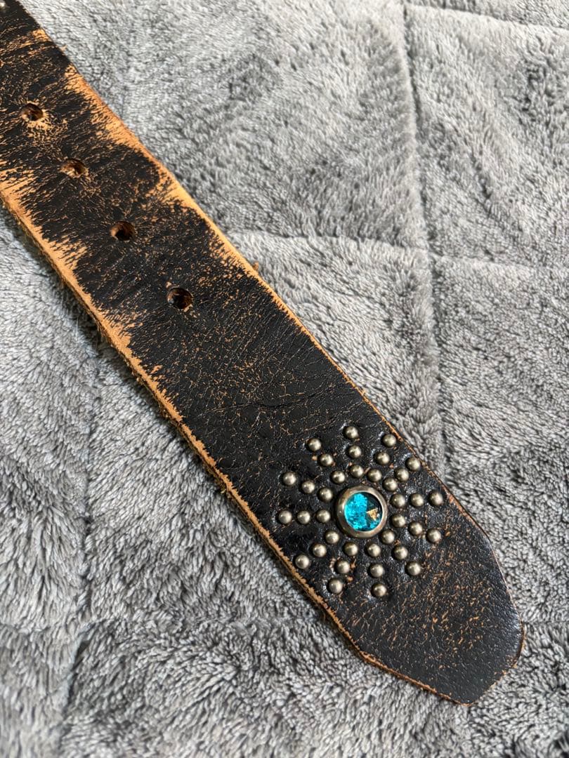 Y2K ローズボール購入　黒✖️スティングレイ　レザースタッズベルト　HTC