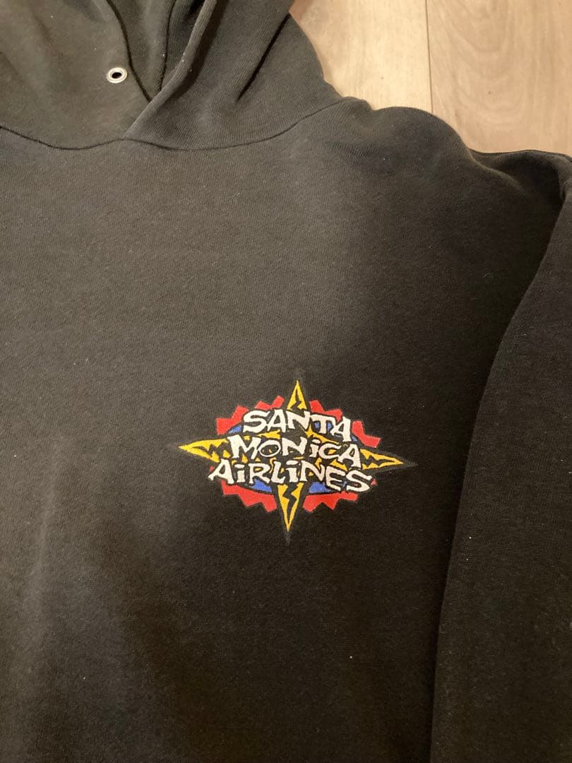SANTA MONICA AIRLINES XL ブラック　パーカー　90′s
