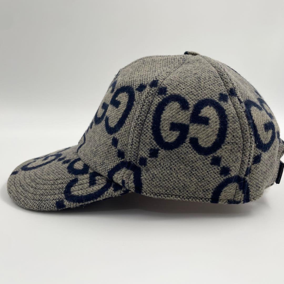 【✨未使用級】 グッチ ベースボールキャップ ジャンボGG コットン レザー