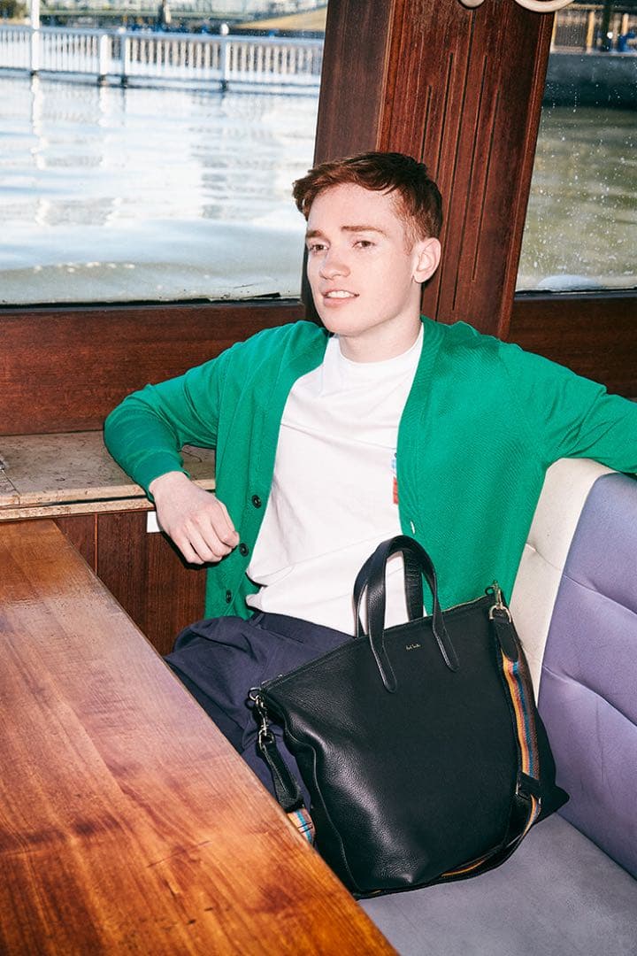 ポールスミス 2wayトートバッグ シボ革 ビジネス ブラウン マルチカラー