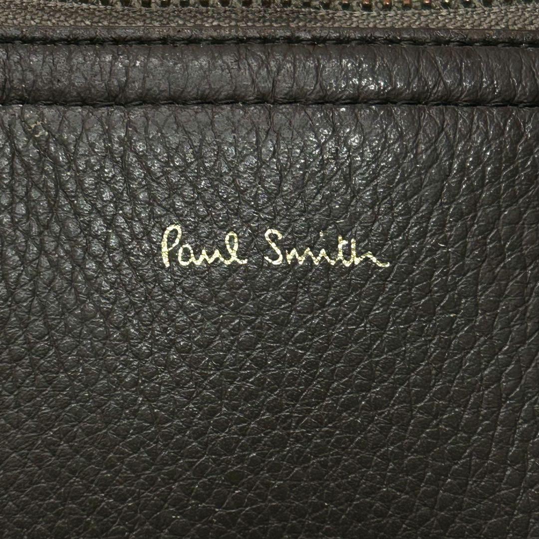 ポールスミス 2wayトートバッグ シボ革 ビジネス ブラウン マルチカラー