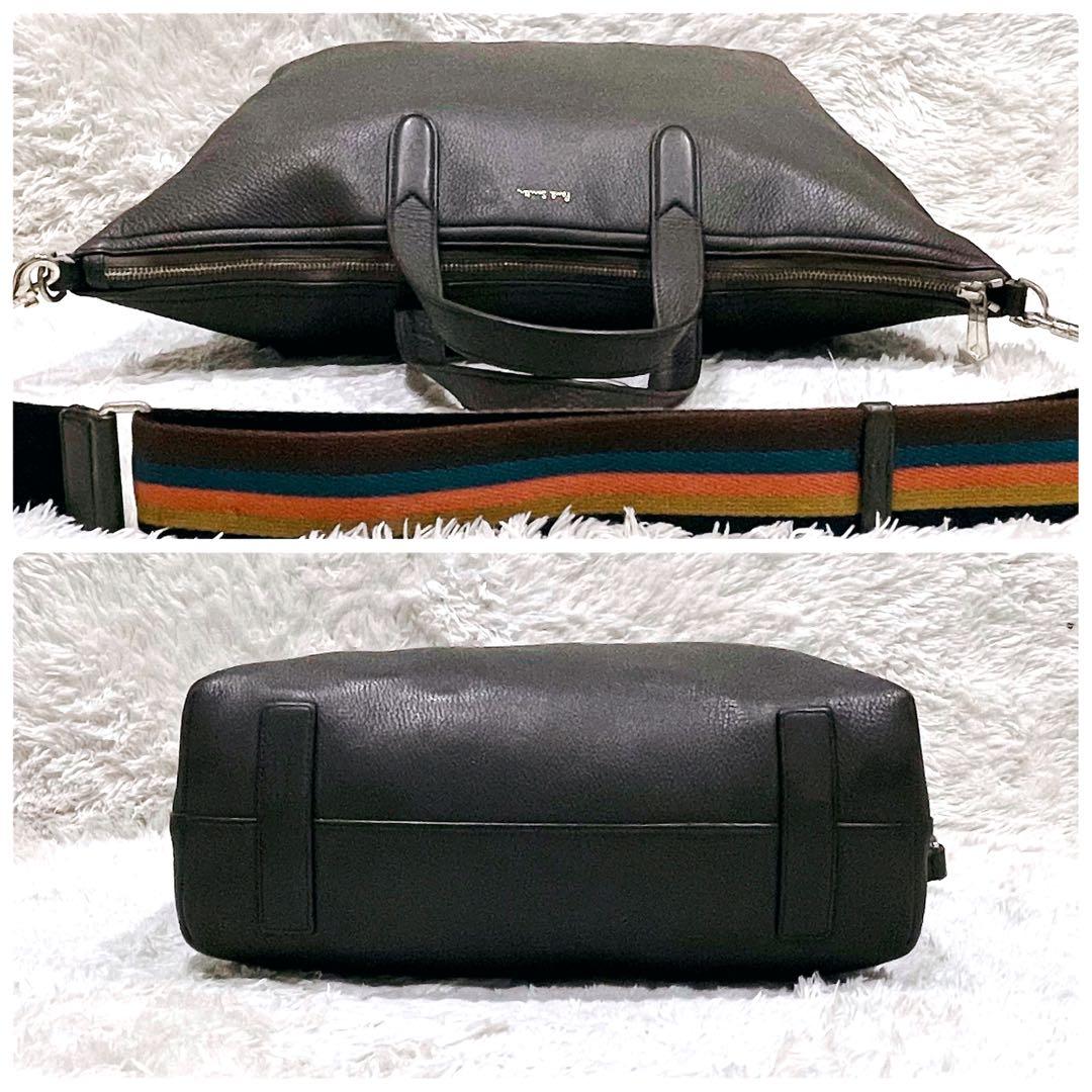 ポールスミス 2wayトートバッグ シボ革 ビジネス ブラウン マルチカラー