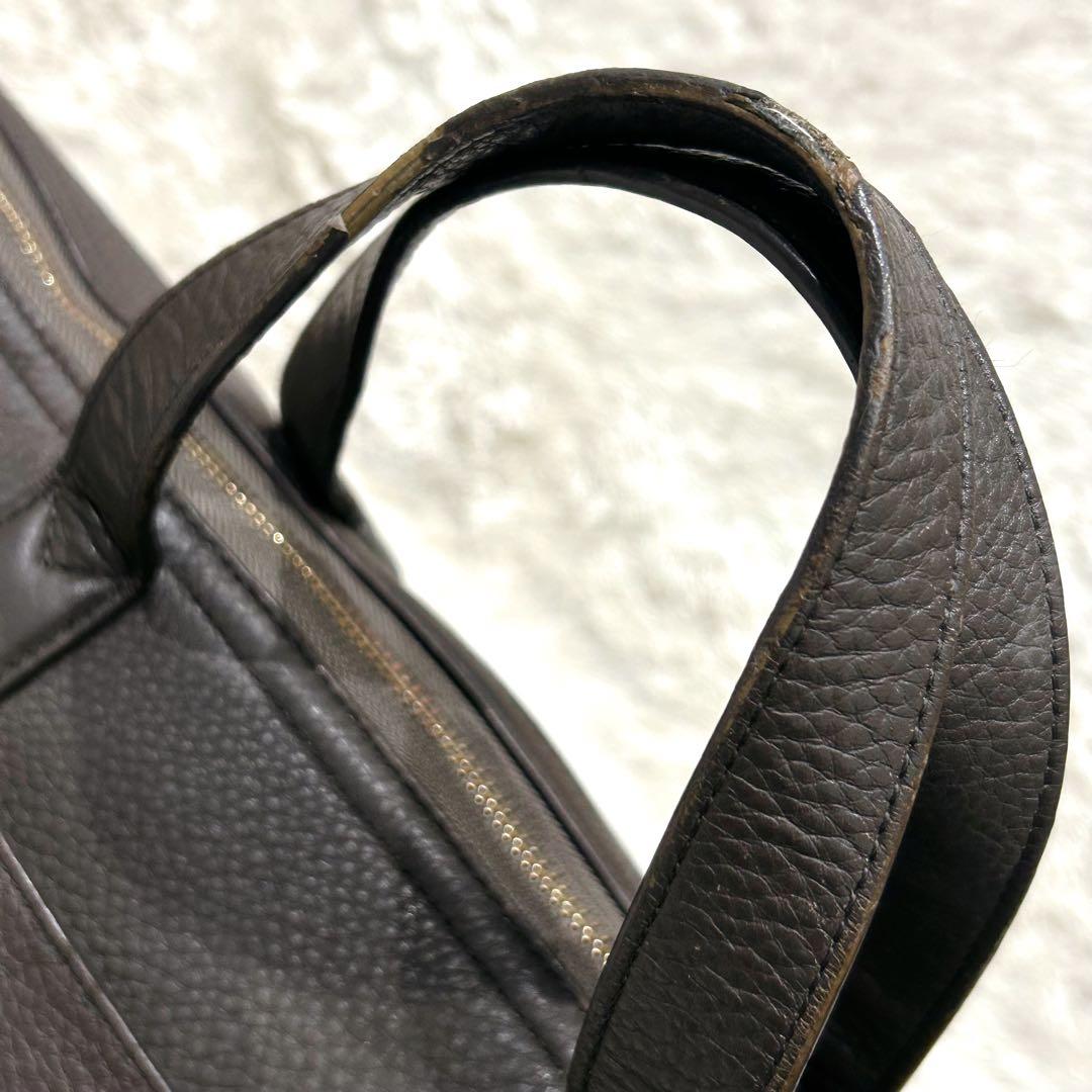 ポールスミス 2wayトートバッグ シボ革 ビジネス ブラウン マルチカラー