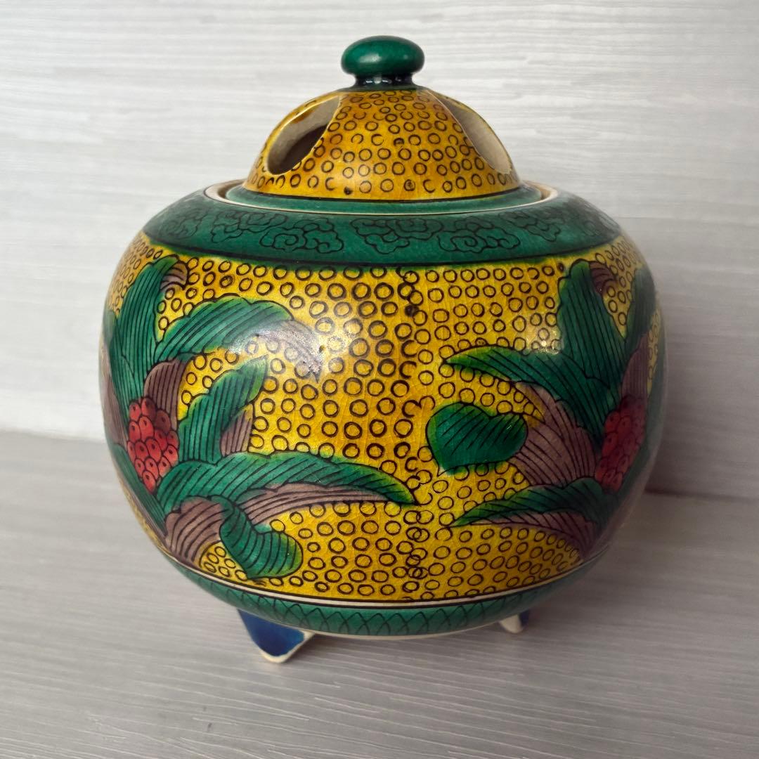 九谷焼　角福　香炉　陶器　茶道具