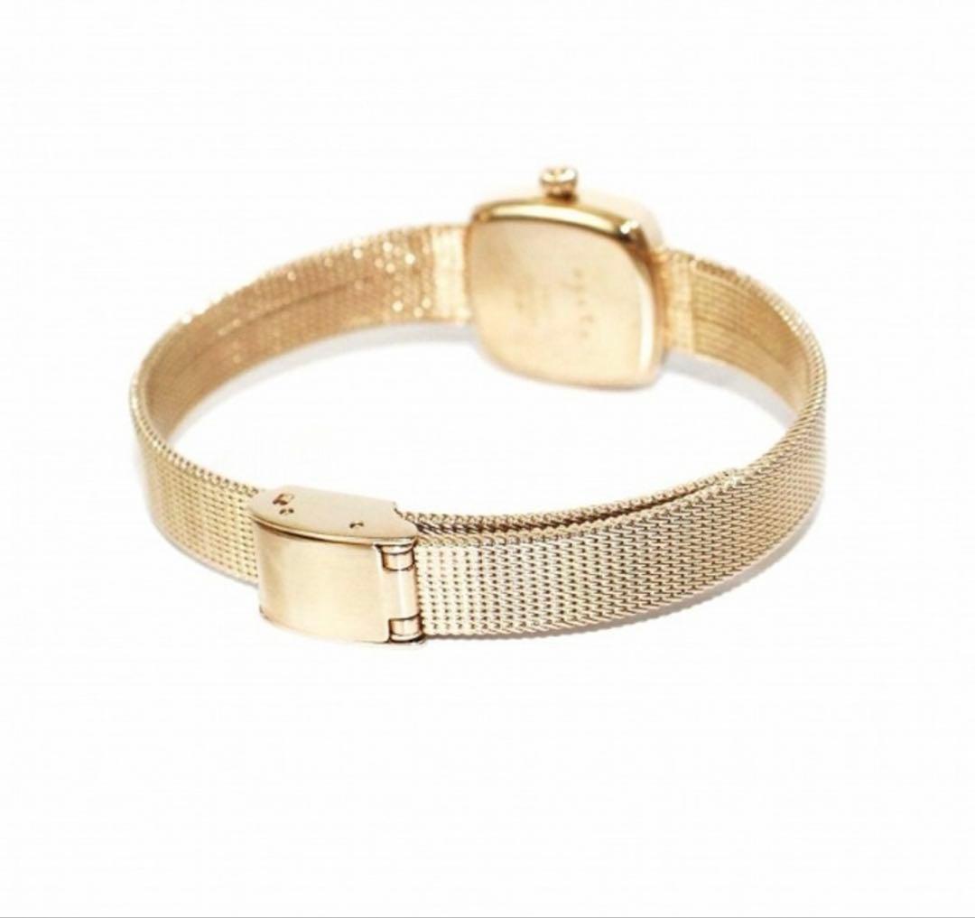 アガット スクエアフェイスウォッチ 腕時計 クオーツ ゴールドカラー