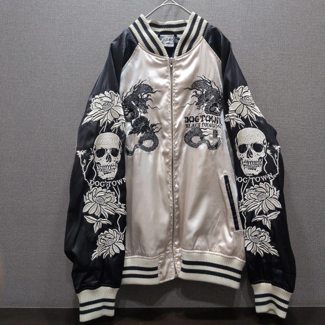 ドッグタウン✨スカジャン ブラックドラゴン 黒龍 L 刺繍 DOG TOWN