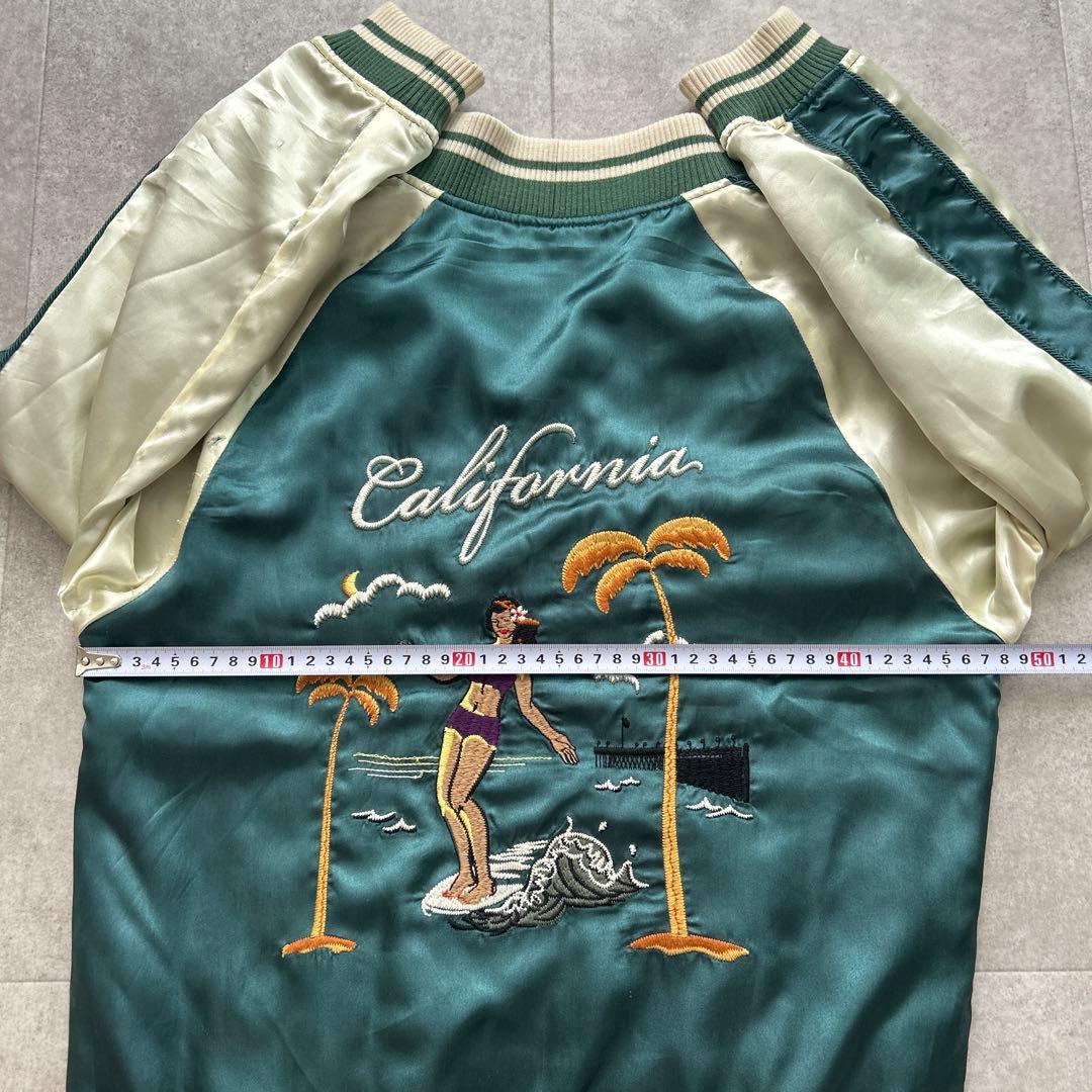 ロンハーマンヴィンテージ スカジャン XS グリーン アロハガール サーフ