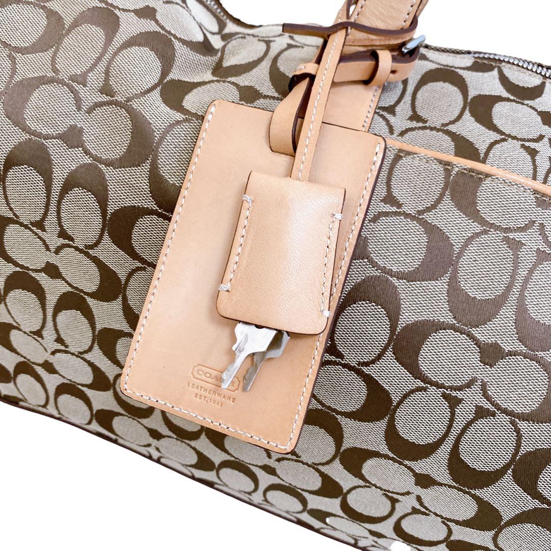 【美品】COACH コーチ 4254 シグネチャー キャンバス レザー ボストン